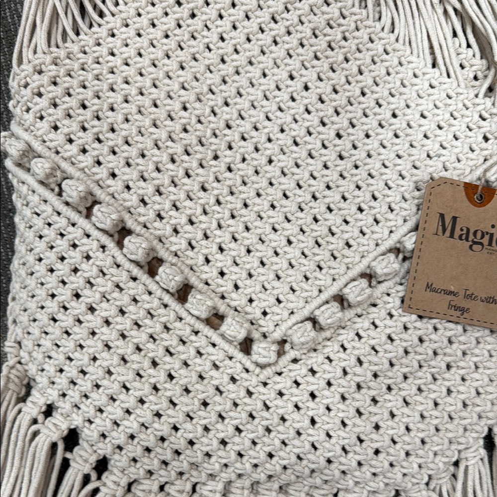 Magid Natural Cotton Macrame Fringe Shoulder Bag - Picture 5 of 10